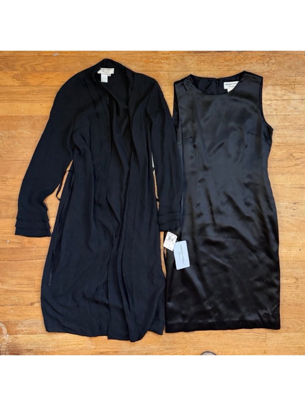Vintage Beaded Silk Dress & Jacket Set Size Small 90s Black Adrianna Papell